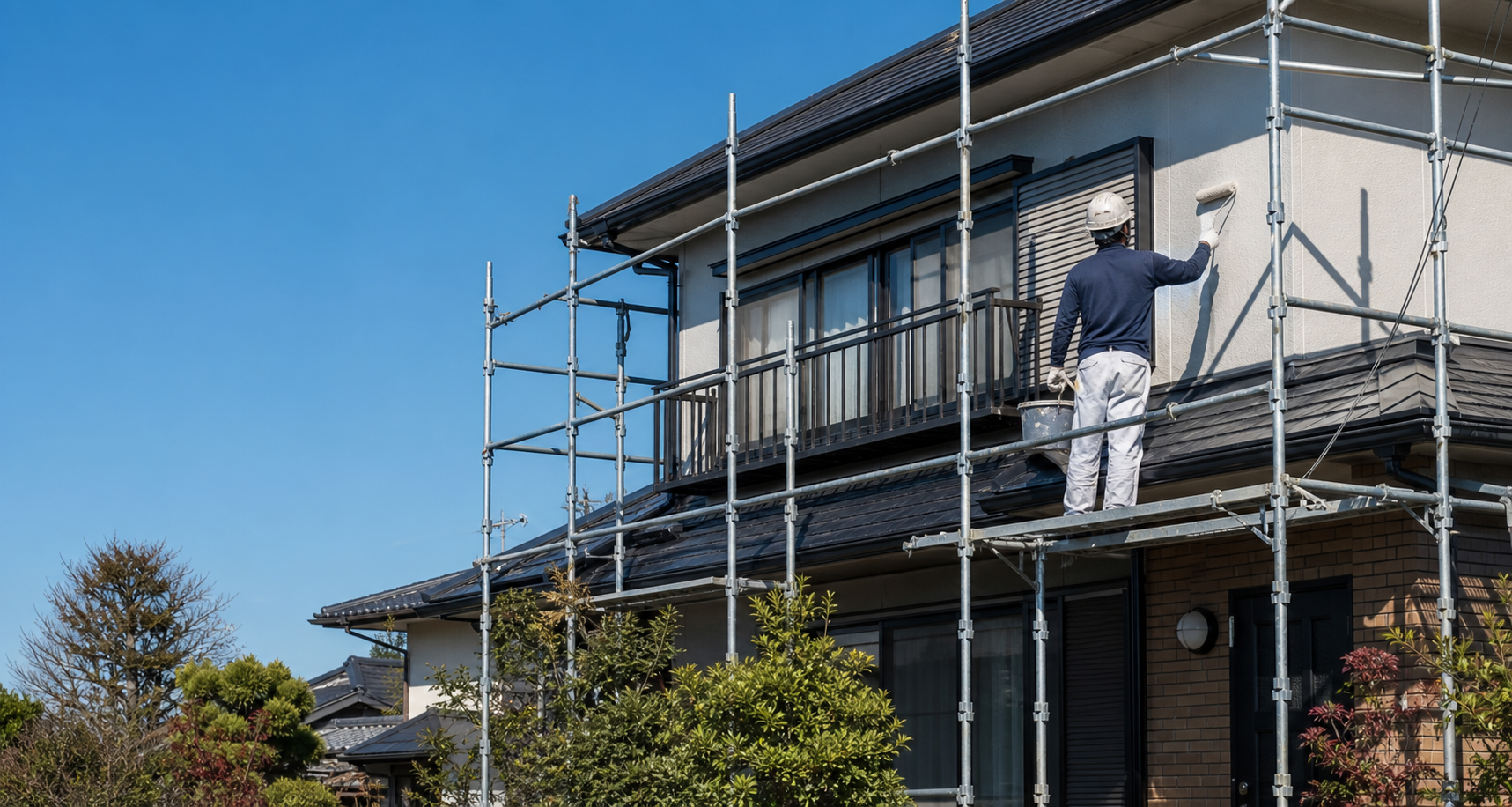 静岡の戸建て外壁塗装の施工風景