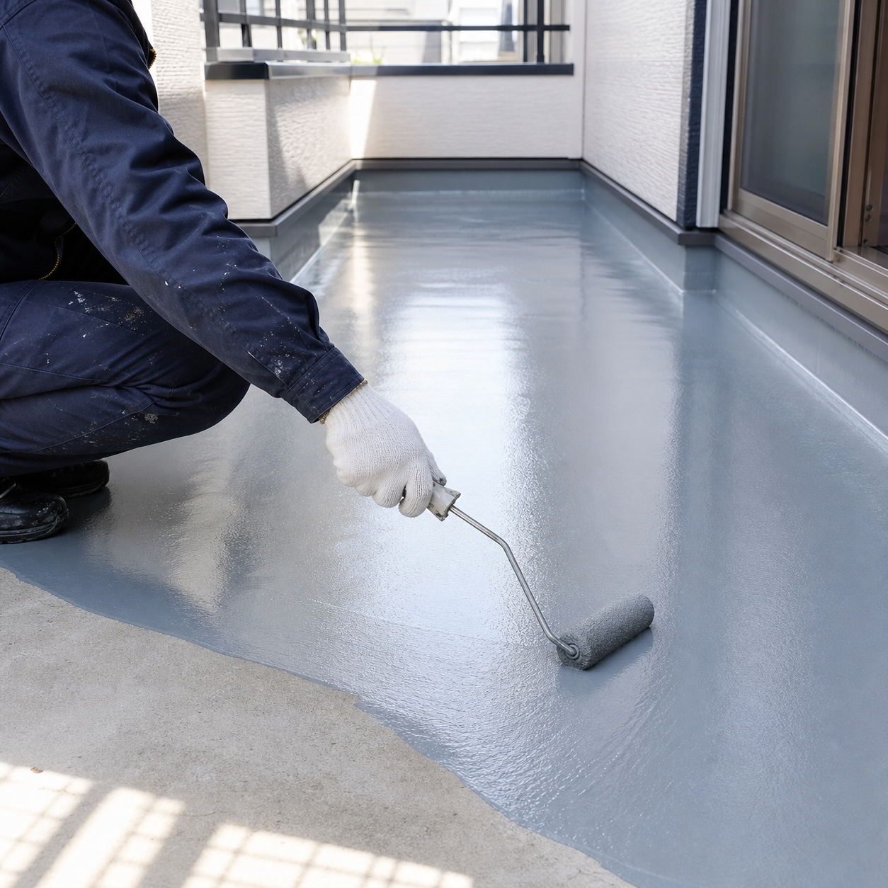 ベランダ防水工事の施工写真